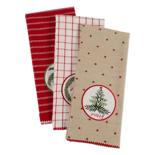 DII® Assorted Noel Embellished Dishtowel Set